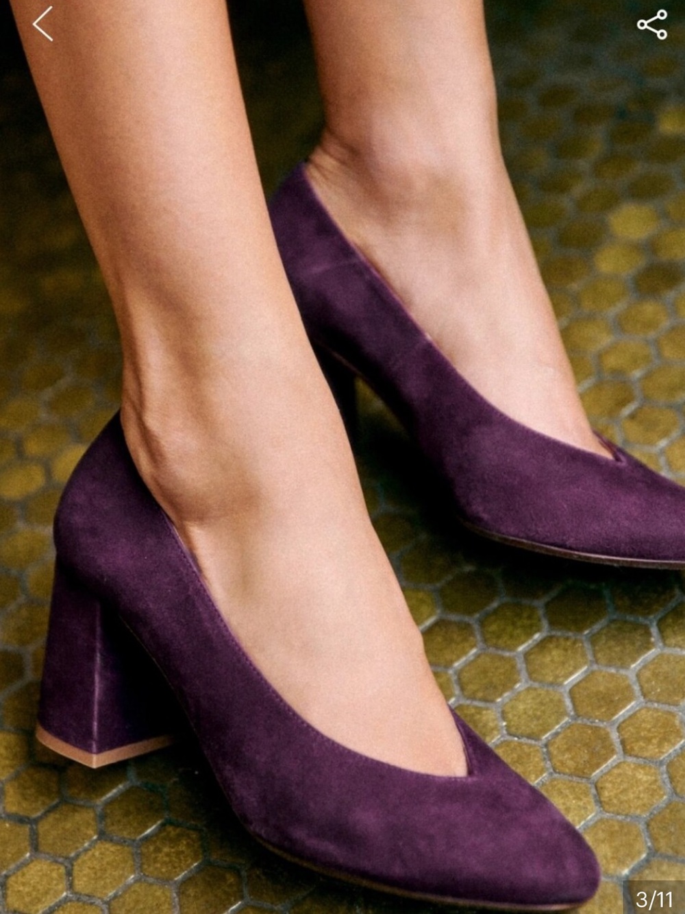 Sezane Purple Suede Block Heel Pumps - Picture 3 of 9